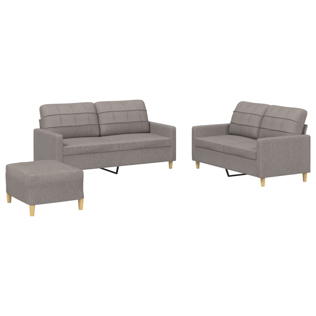 Ensemble de canapés 3 pcs avec coussins Taupe Tissu