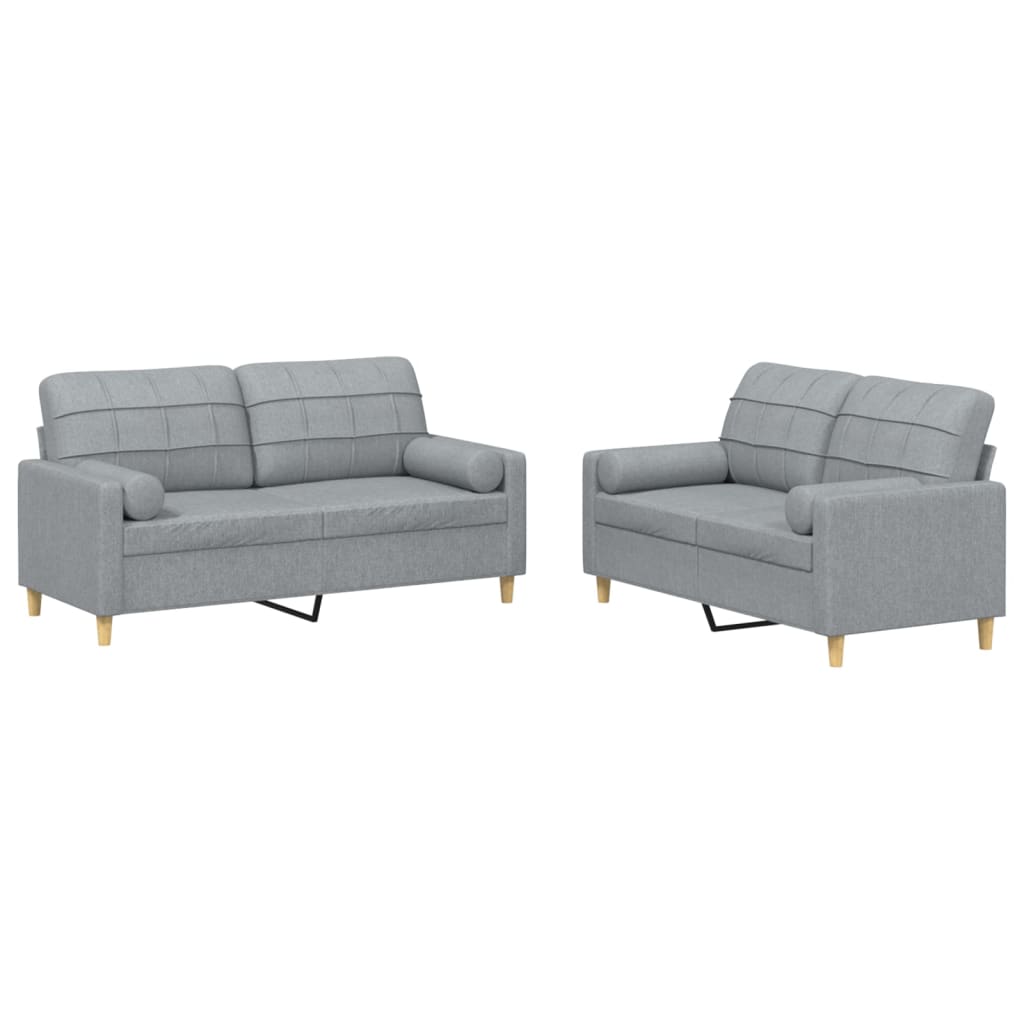 Ensemble de canapés 2 pcs coussins gris clair tissu - XIOS