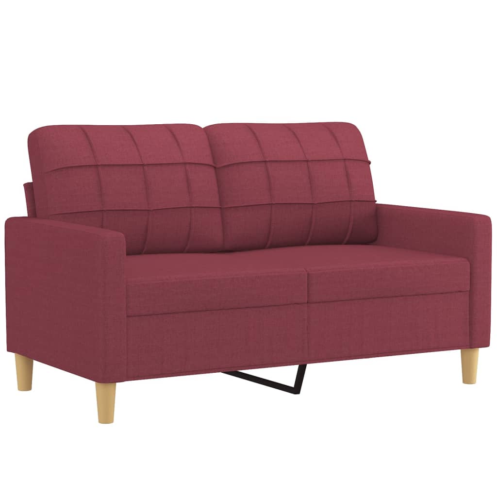 Ensemble de canapés 2 pcs avec coussins rouge bordeaux tissu - XIOS