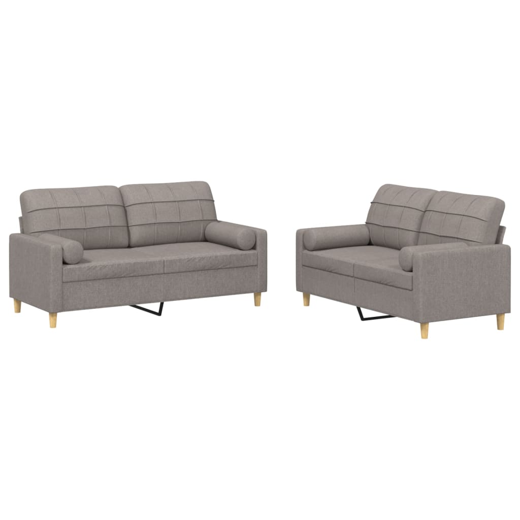 Ensemble de canapés 2 pcs avec coussins taupe tissu - XIOS