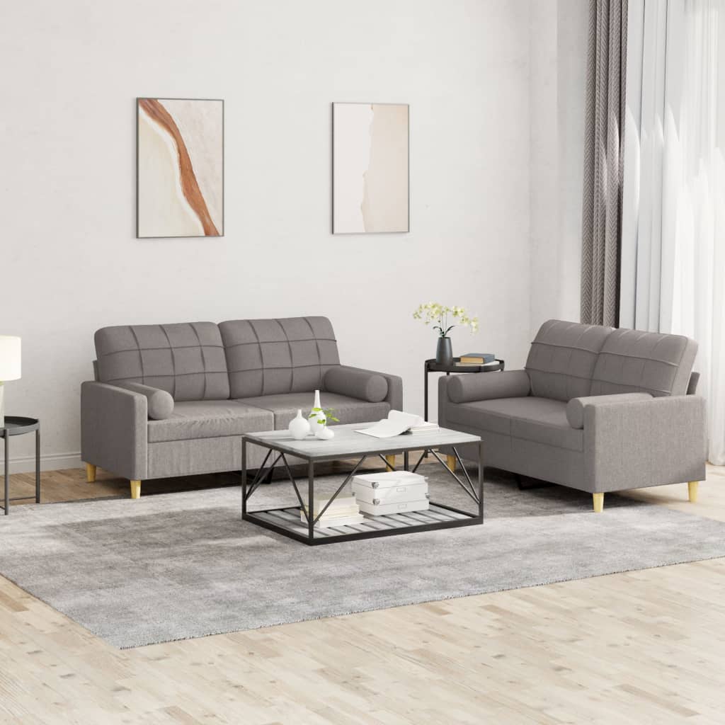 Ensemble de canapés 2 pcs avec coussins taupe tissu - XIOS