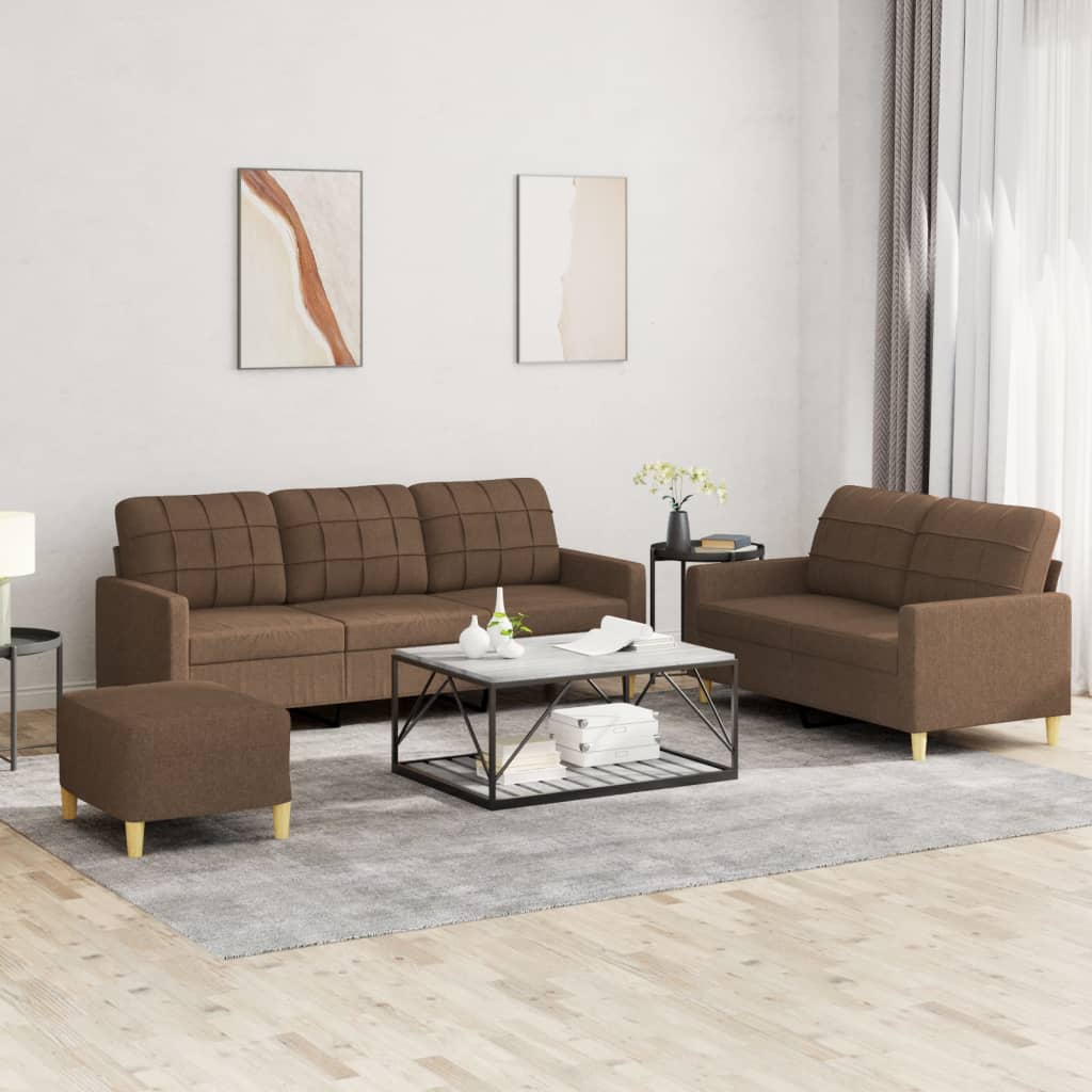 Ensemble de canapés 3 pcs avec coussins Marron Tissu - XIOS