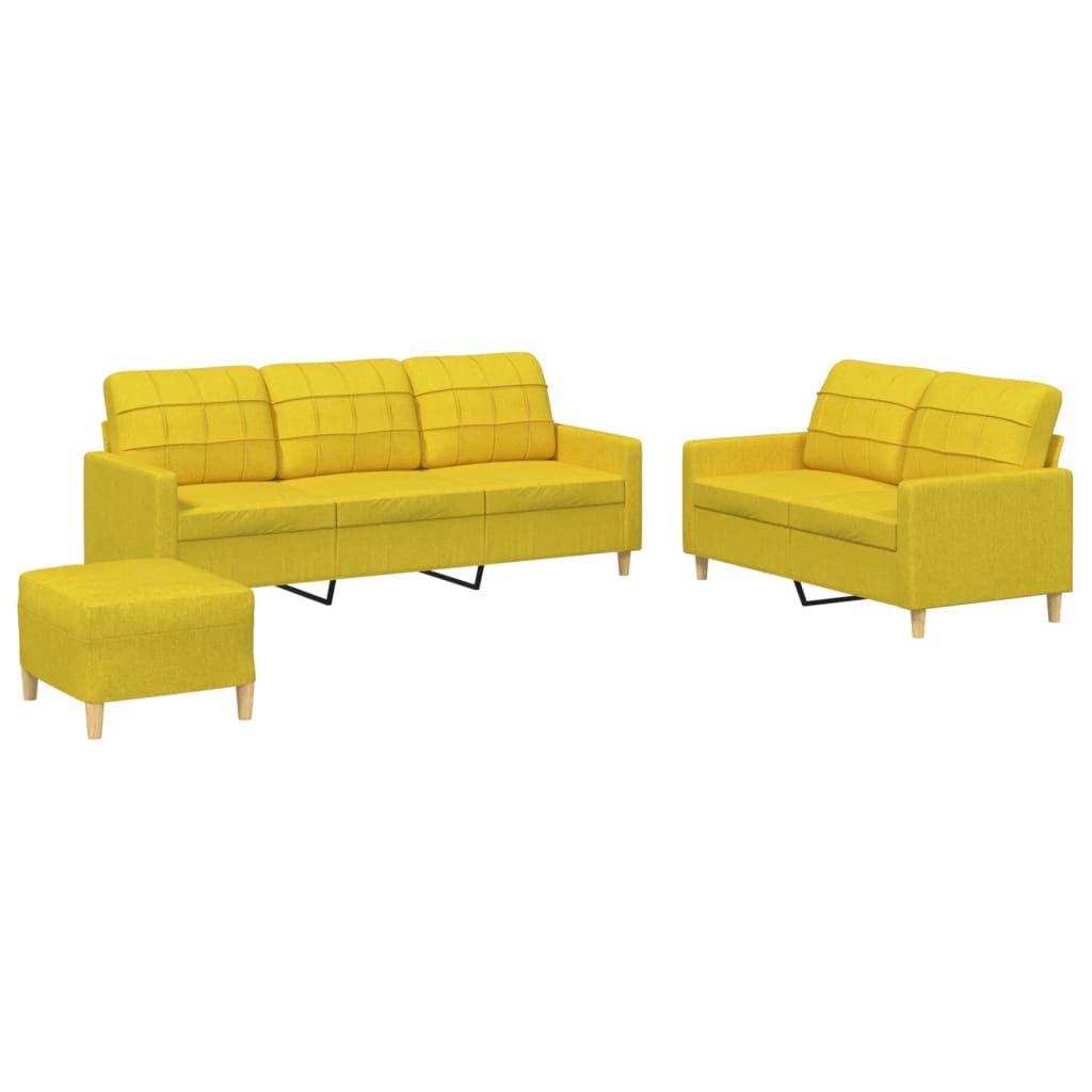 Ensemble de canapés 3 pcs avec coussins Jaune clair Tissu - XIOS