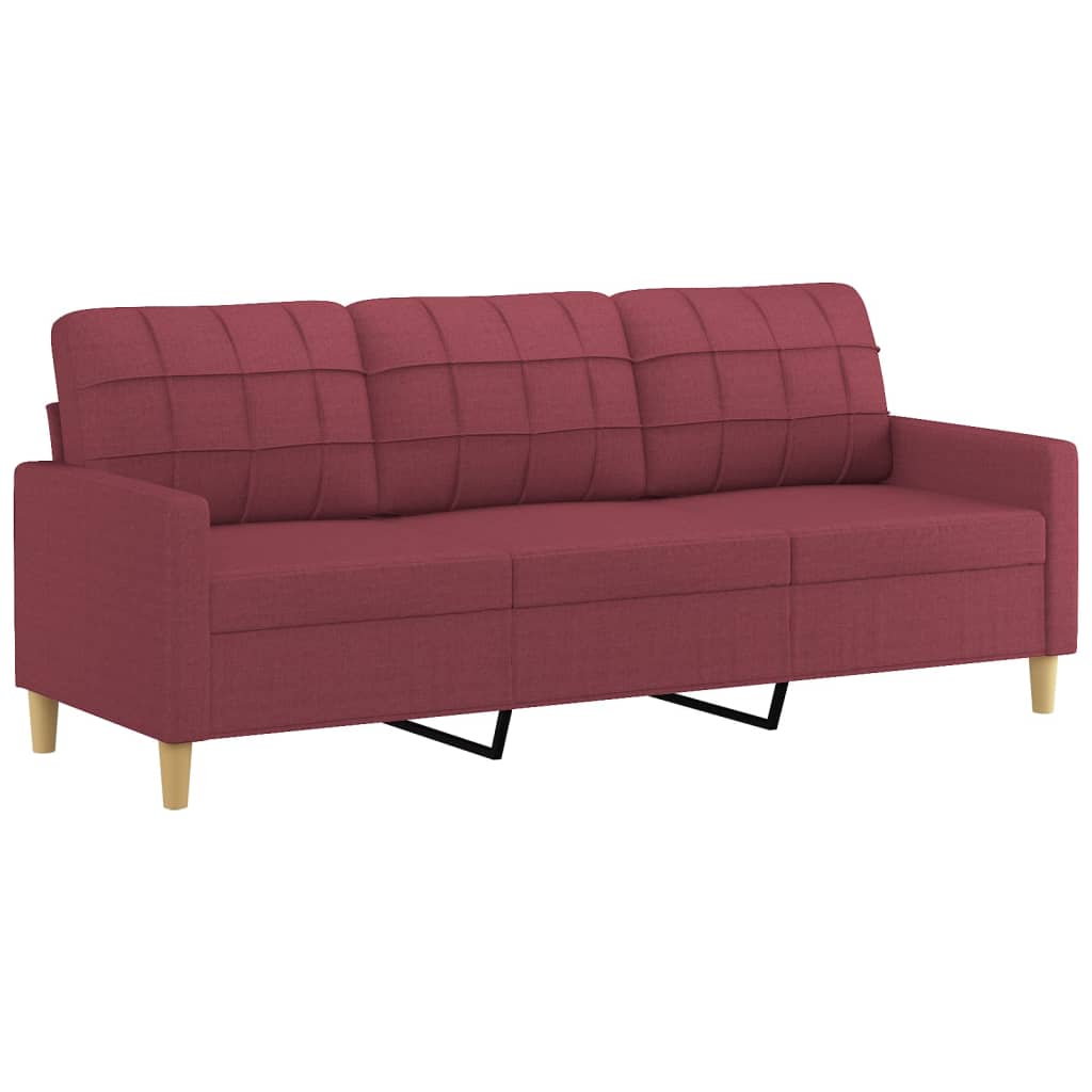 Ensemble de canapés 3 pcs avec coussins Rouge bordeaux Tissu - XIOS