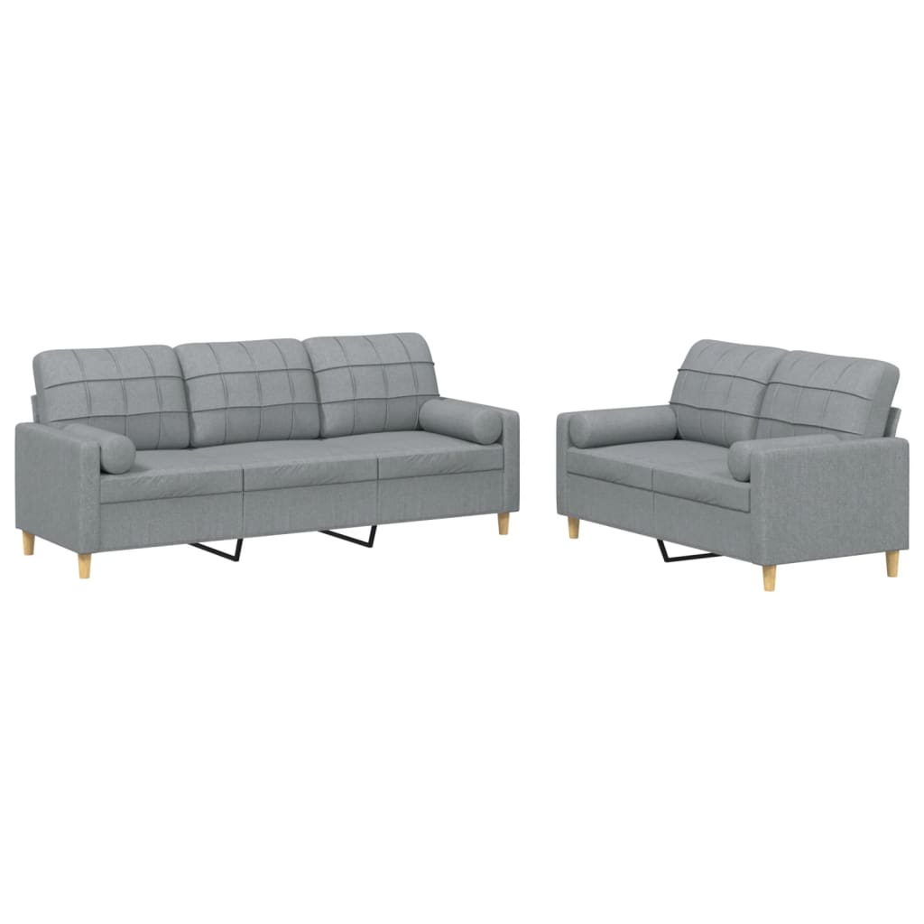 Ensemble de canapés 2 pcs coussins gris clair tissu - XIOS