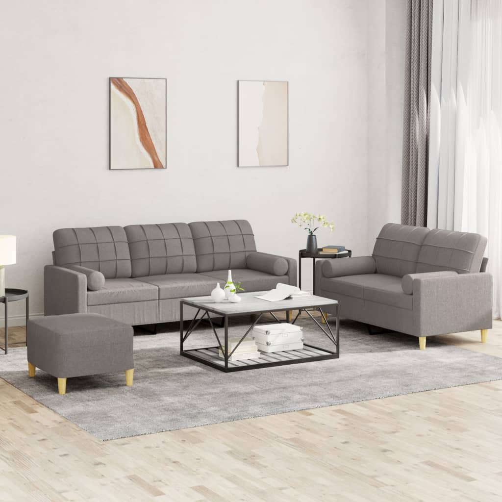 Ensemble de canapés 3 pcs avec coussins taupe tissu - XIOS