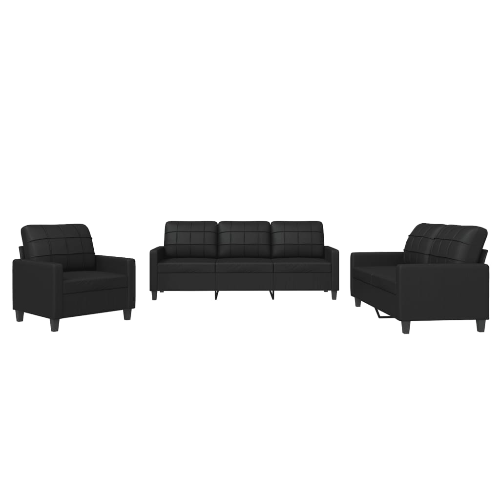 Ensemble de canapés 3 pcs avec coussins Noir Similicuir - XIOS
