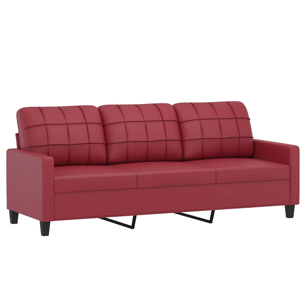 Ensemble de canapés 3 pcs et coussins Rouge bordeaux Similicuir - XIOS