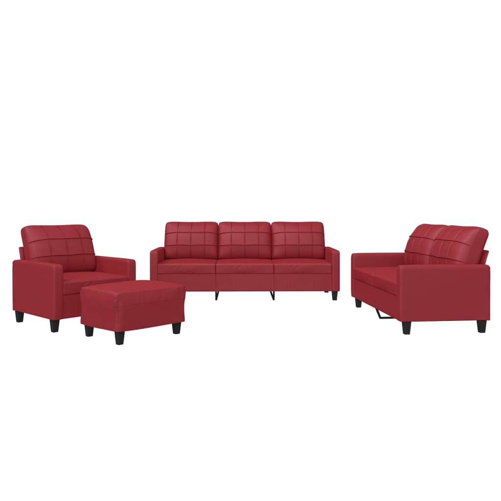 Ensemble de canapés 4 pcs et coussins Rouge bordeaux Similicuir - XIOS