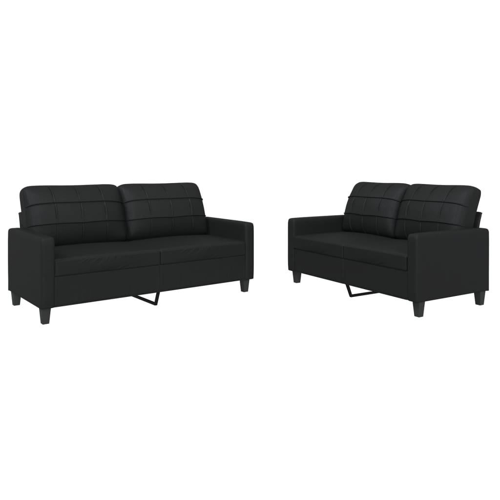Ensemble de canapés 2 pcs avec coussins Noir Similicuir - XIOS