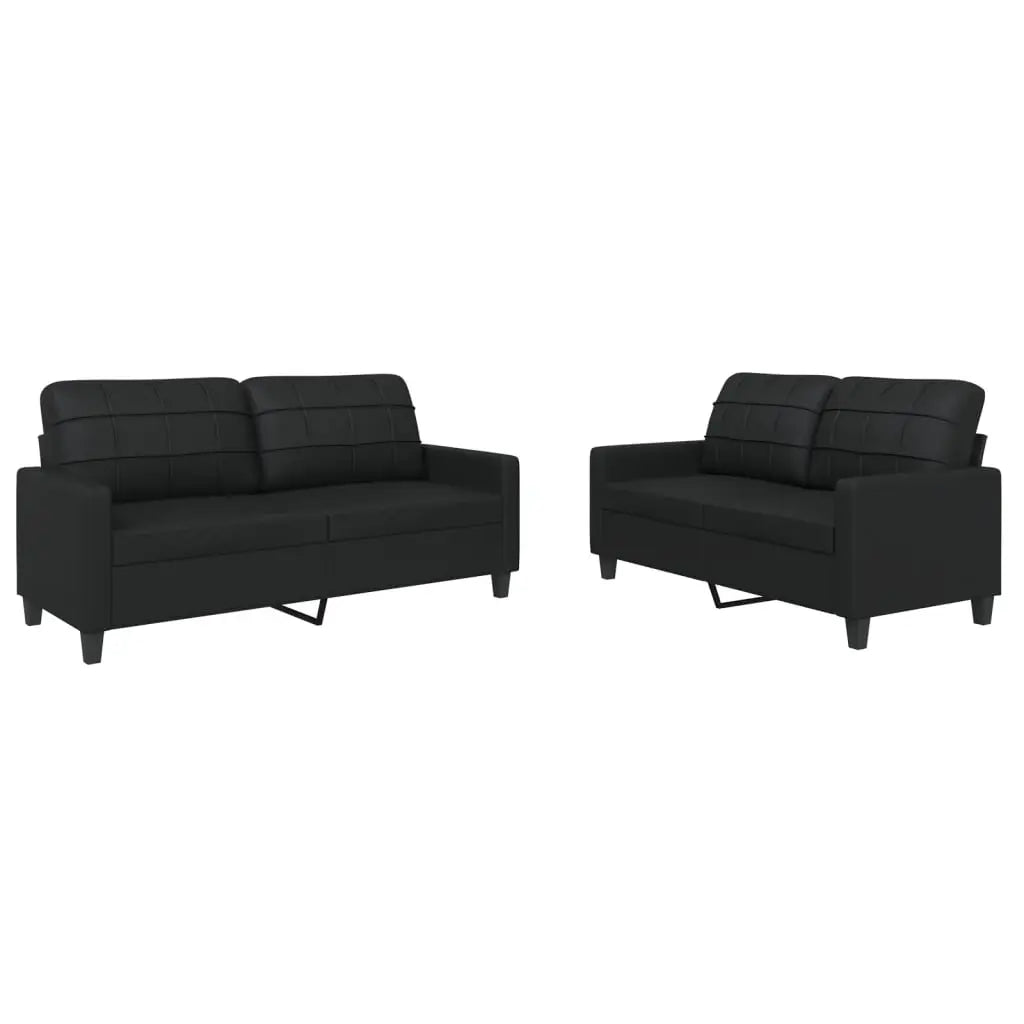 Ensemble de canapés 2 pcs avec coussins Noir Similicuir - XIOS