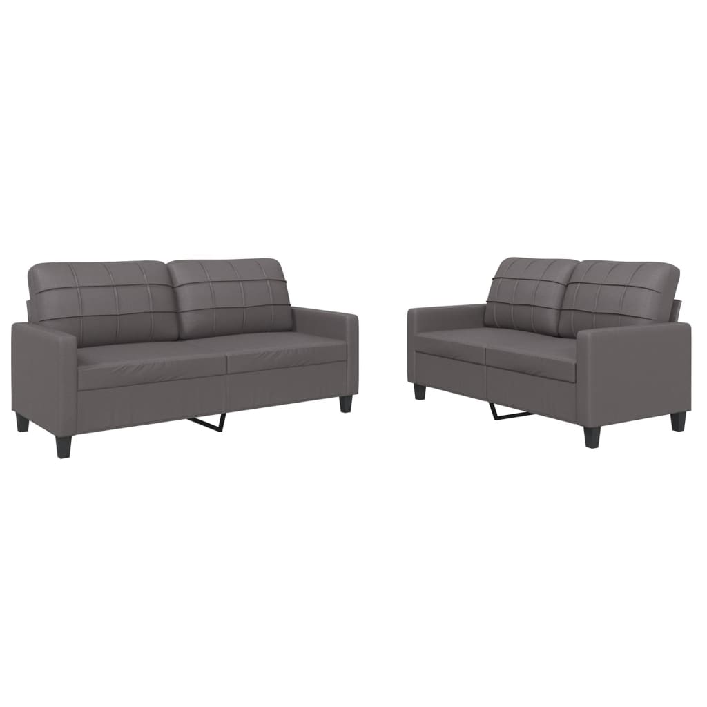Ensemble de canapés 2 pcs avec coussins Gris Similicuir - XIOS