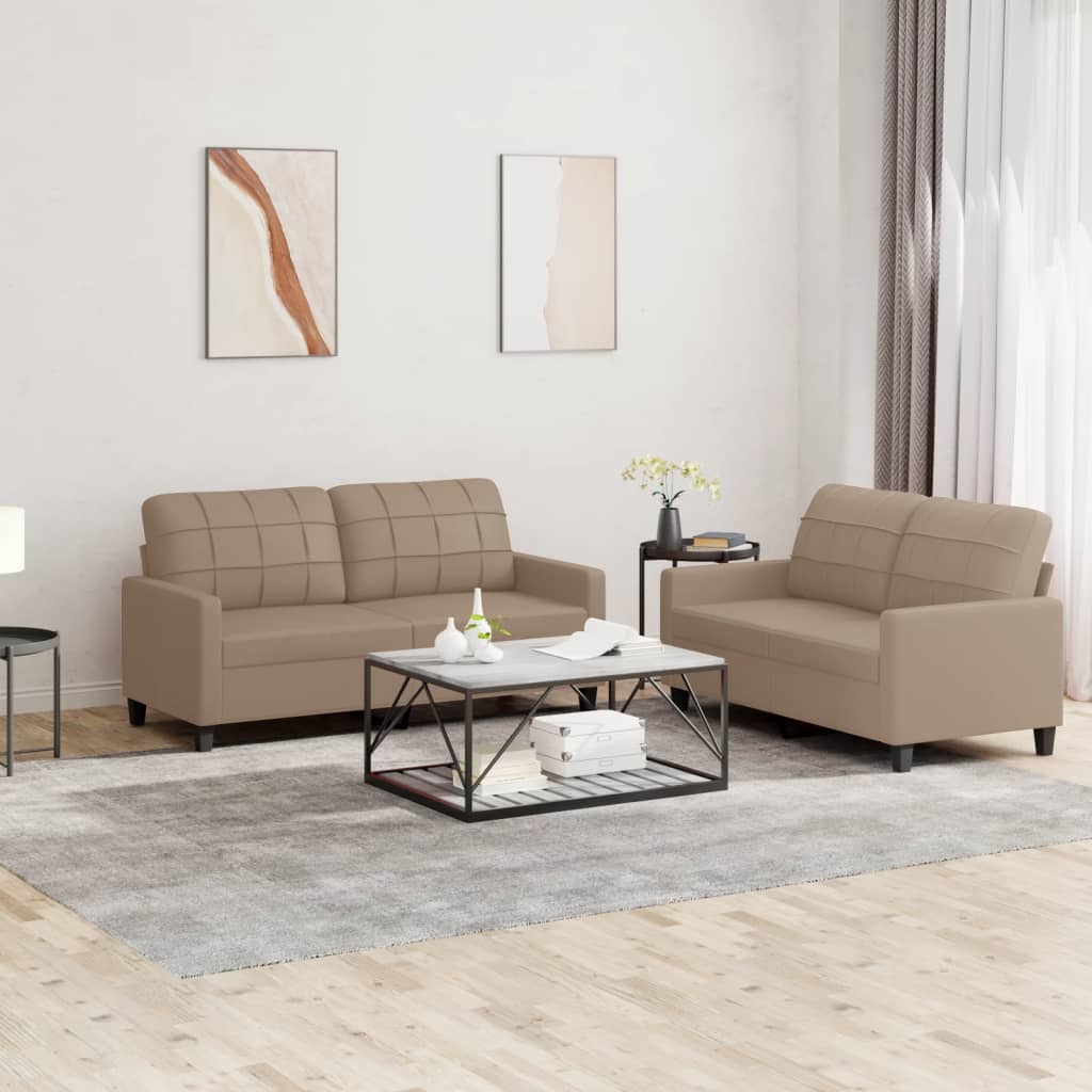 Ensemble de canapés 2 pcs avec coussins Cappuccino Similicuir - XIOS