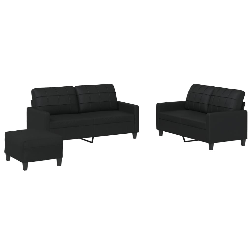 Ensemble de canapés 3 pcs avec coussins Noir Similicuir - XIOS