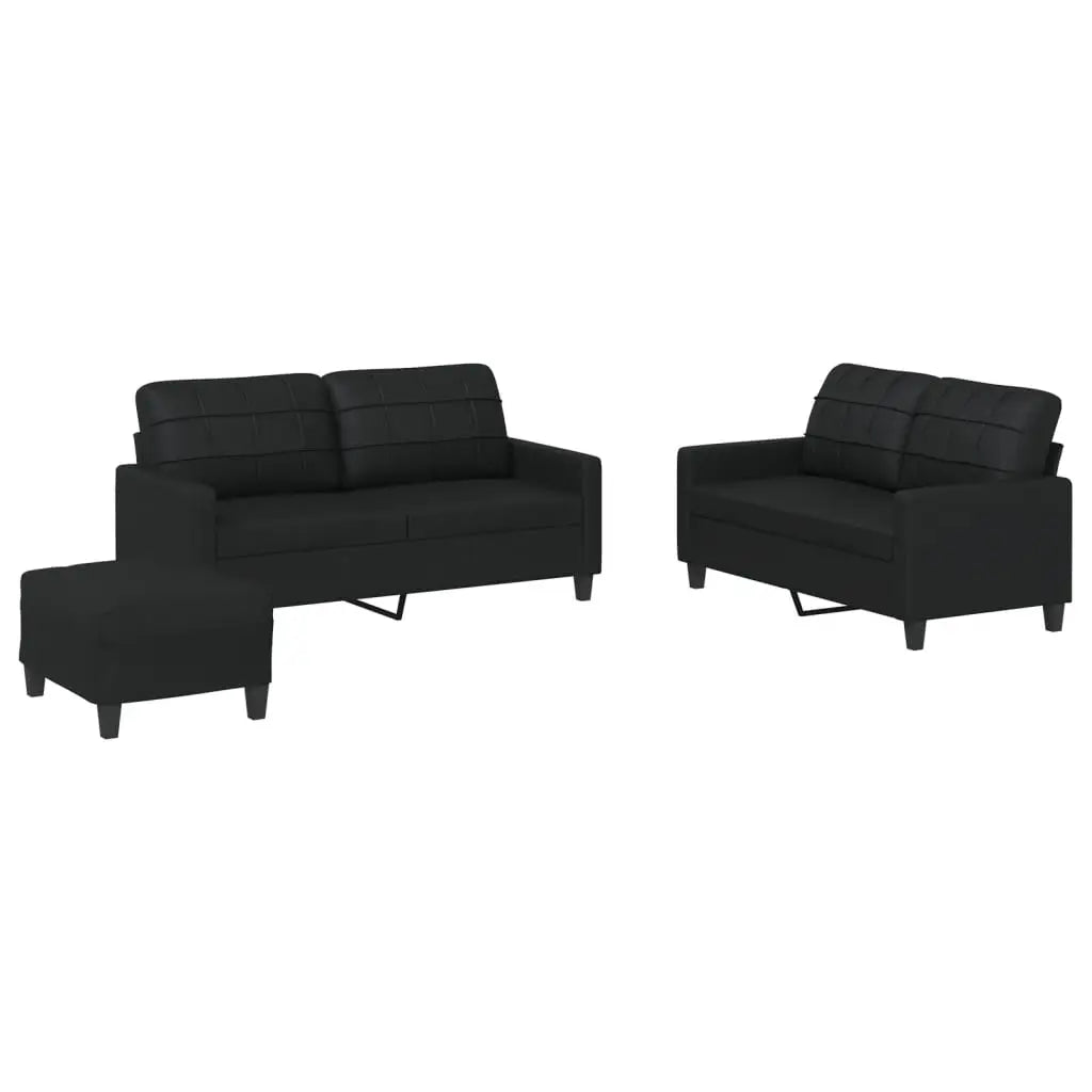 Ensemble de canapés 3 pcs avec coussins Noir Similicuir - XIOS
