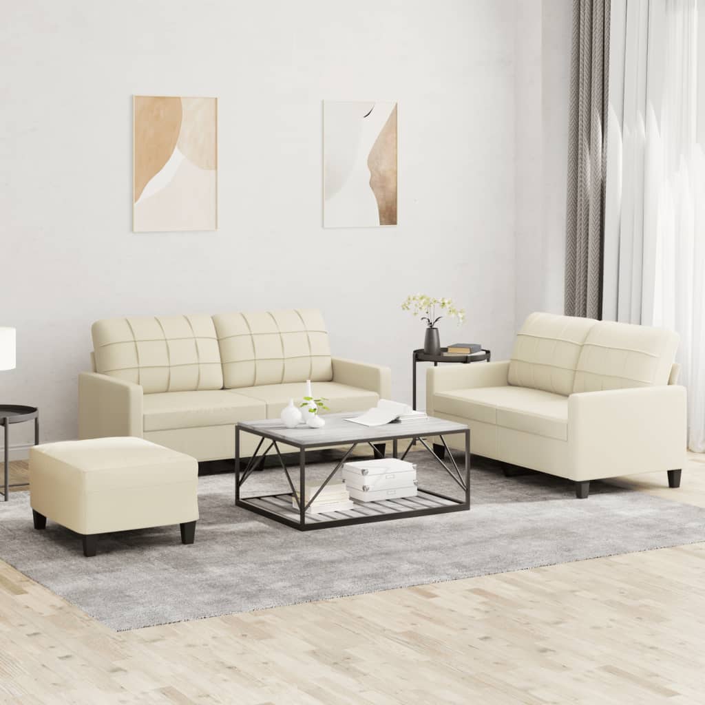 Ensemble de canapés 3 pcs avec coussins Crème Similicuir - XIOS