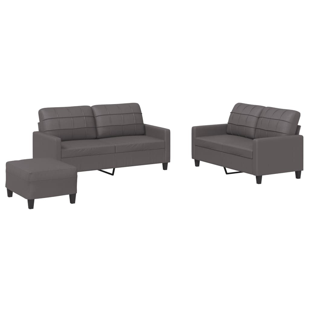 Ensemble de canapés 3 pcs avec coussins Gris Similicuir - XIOS