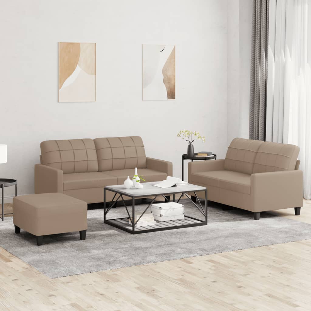 Ensemble de canapés 3 pcs avec coussins Cappuccino Similicuir - XIOS