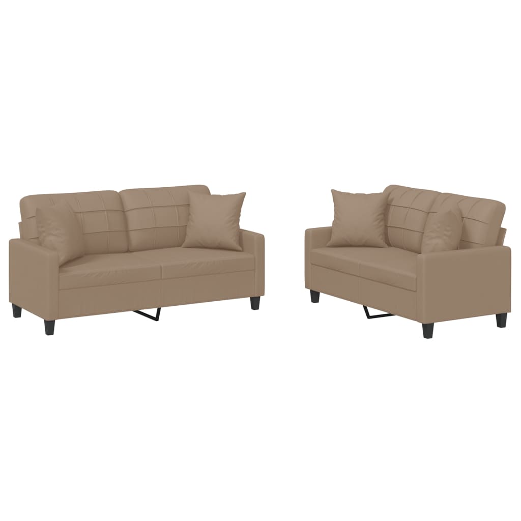 Ensemble de canapés 2 pcs avec coussins cappuccino similicuir - XIOS