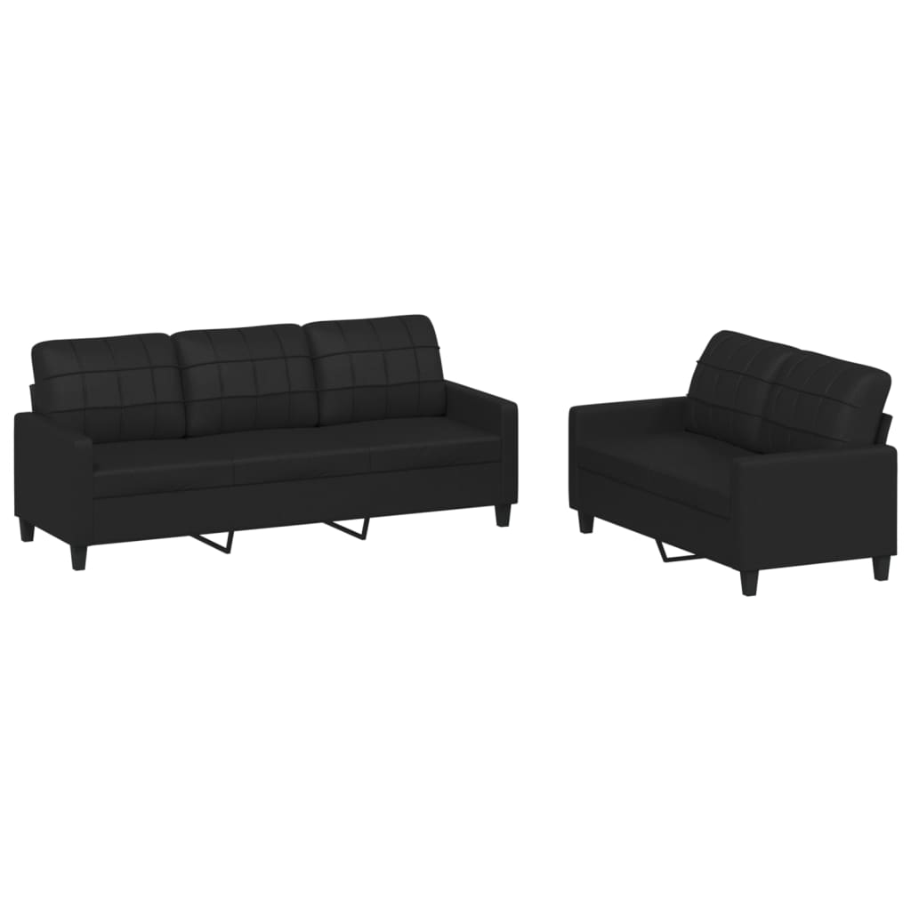 Ensemble de canapés 2 pcs avec coussins Noir Similicuir - XIOS