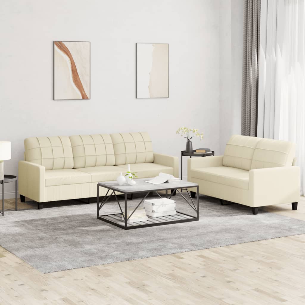 Ensemble de canapés 2 pcs avec coussins Crème Similicuir - XIOS