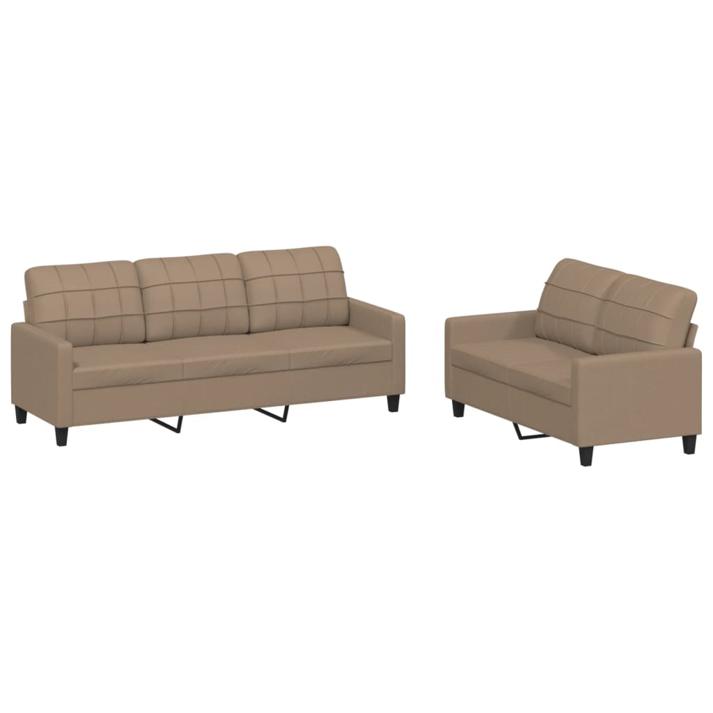 Ensemble de canapés 2 pcs avec coussins Cappuccino Similicuir - XIOS