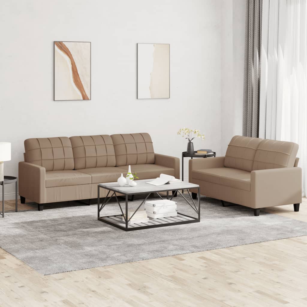 Ensemble de canapés 2 pcs avec coussins Cappuccino Similicuir - XIOS