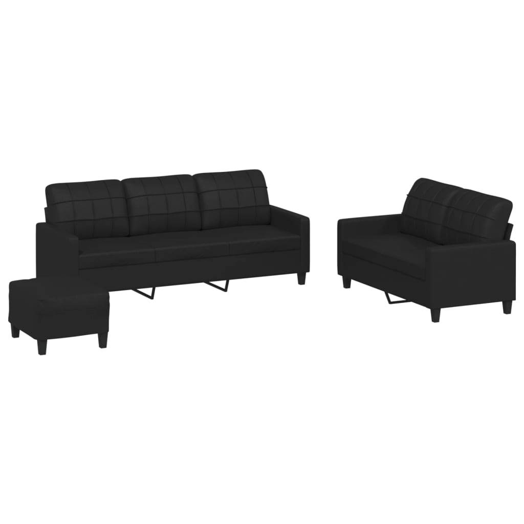 Ensemble de canapés 3 pcs avec coussins Noir Similicuir - XIOS