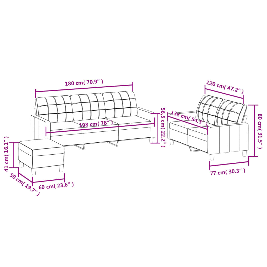 Ensemble de canapés 3 pcs avec coussins Crème Similicuir - XIOS