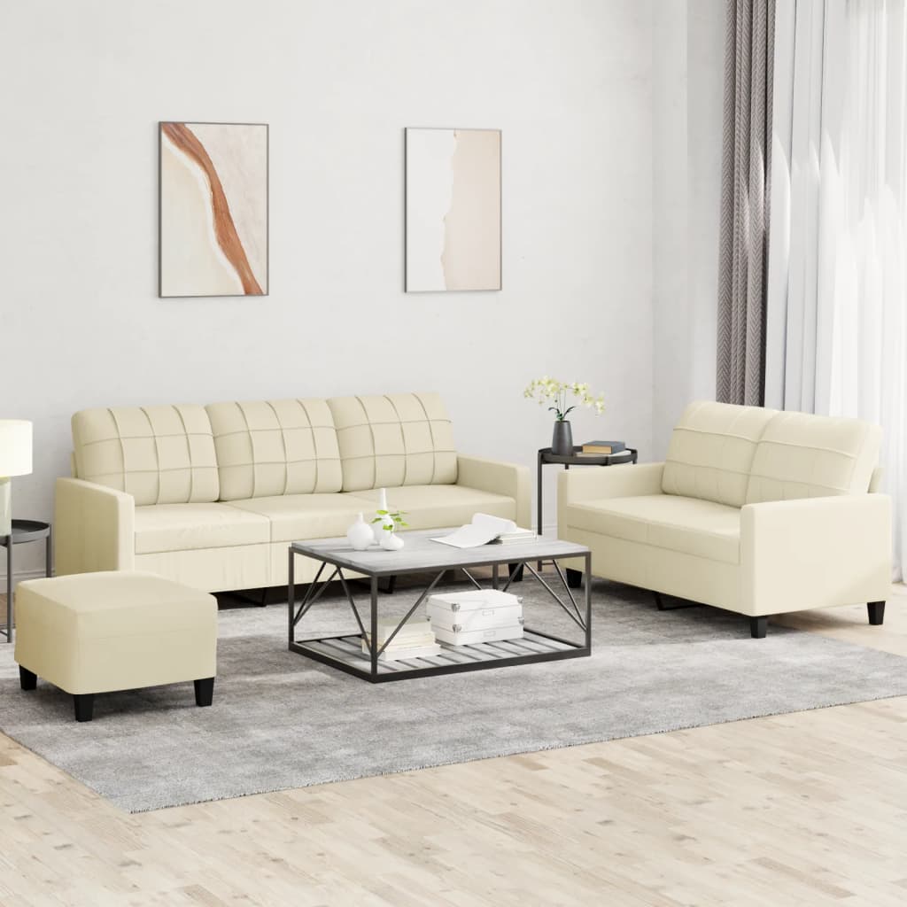 Ensemble de canapés 3 pcs avec coussins Crème Similicuir - XIOS