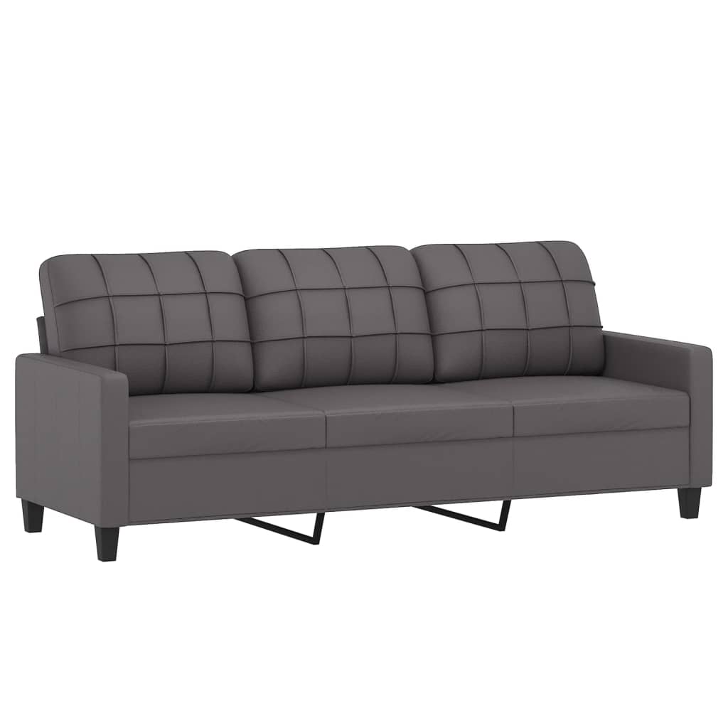 Ensemble de canapés 3 pcs avec coussins Gris Similicuir - XIOS