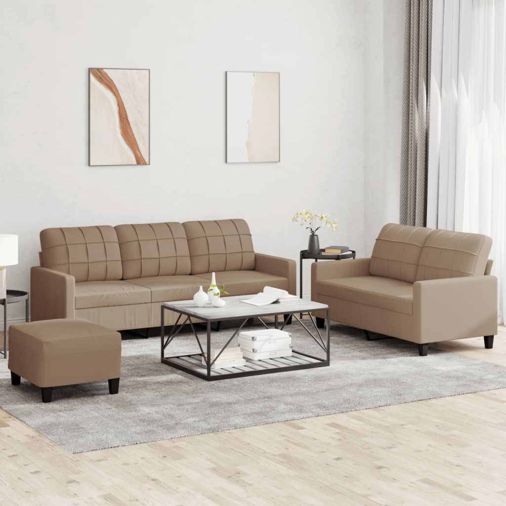 Ensemble de canapés 3 pcs avec coussins Cappuccino Similicuir - XIOS
