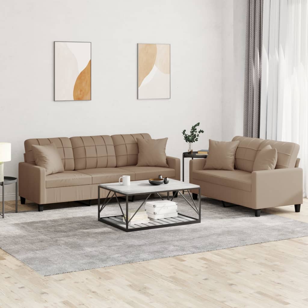 Ensemble de canapés 2 pcs avec coussins cappuccino similicuir - XIOS
