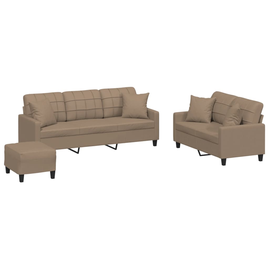 Ensemble de canapés 3 pcs avec coussins cappuccino similicuir - XIOS