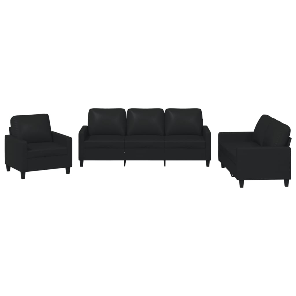 Ensemble de canapés 3 pcs avec coussins Noir Similicuir - XIOS