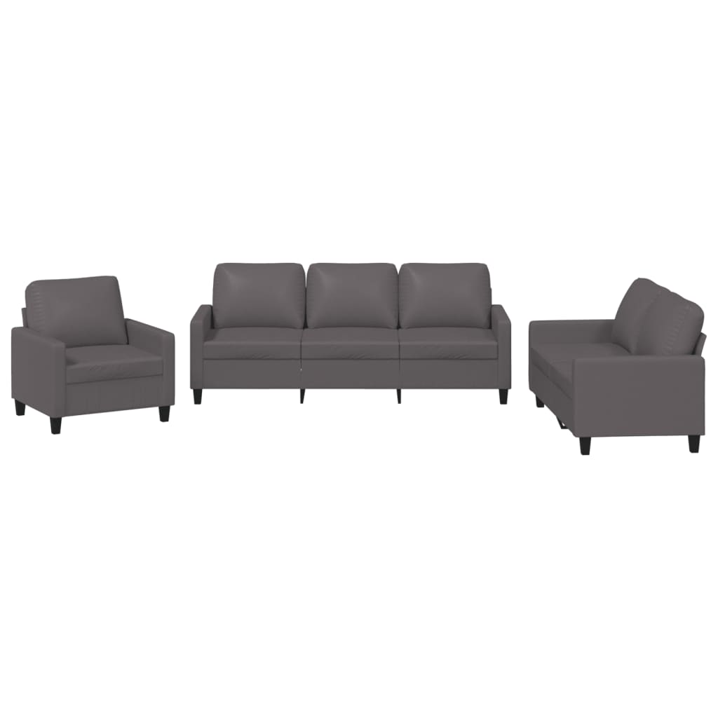 Ensemble de canapés 3 pcs avec coussins Gris Similicuir - XIOS