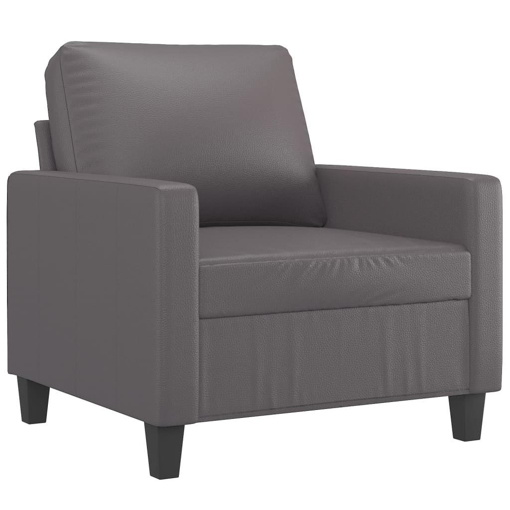 Ensemble de canapés 3 pcs avec coussins Gris Similicuir - XIOS