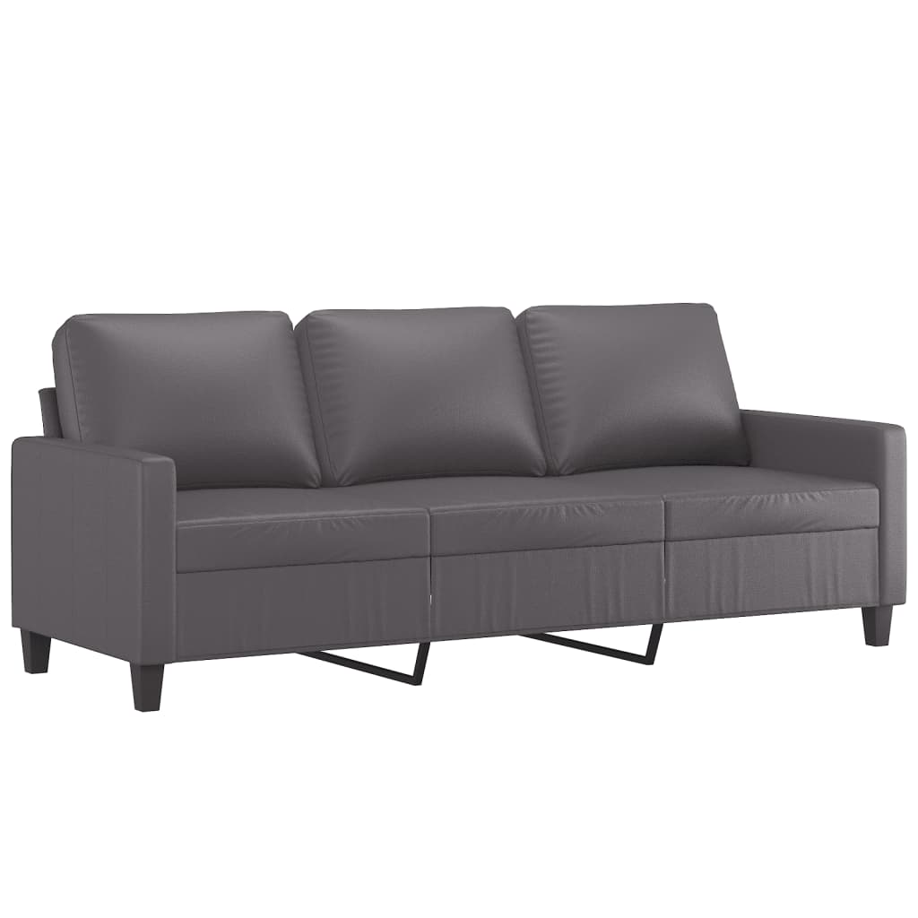 Ensemble de canapés 3 pcs avec coussins Gris Similicuir - XIOS