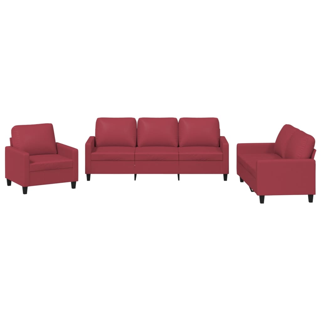 Ensemble de canapés 3 pcs et coussins Rouge bordeaux Similicuir - XIOS