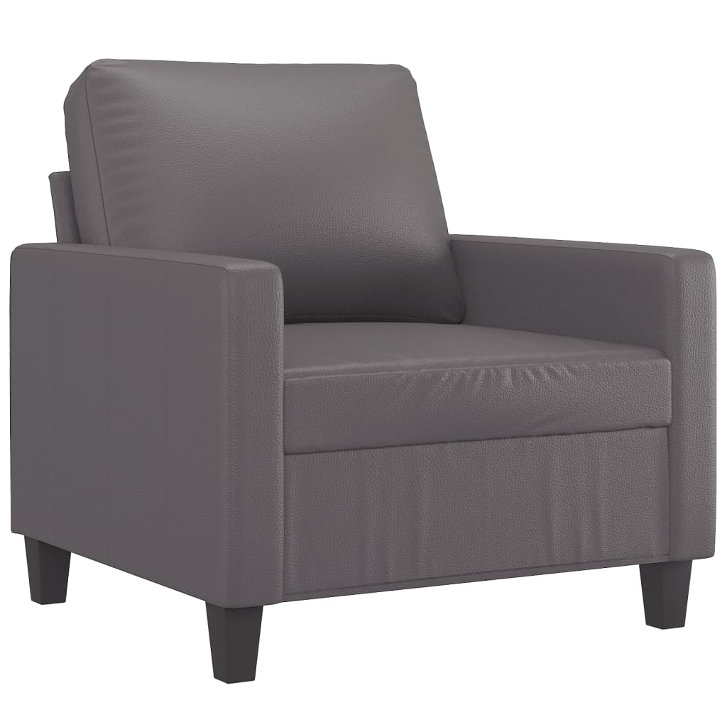 Ensemble de canapés 4 pcs avec coussins Gris Similicuir