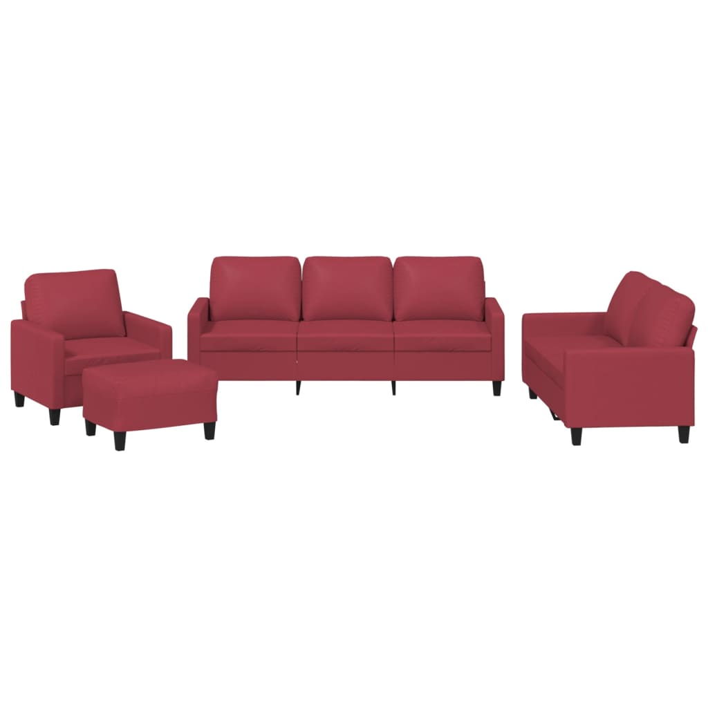 Ensemble de canapés 4 pcs et coussins Rouge bordeaux Similicuir - XIOS