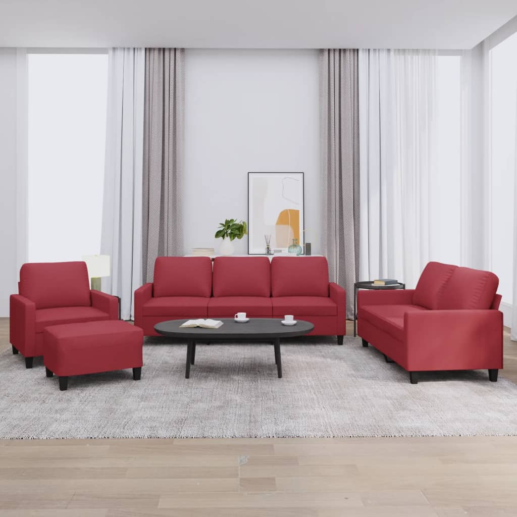 Ensemble de canapés 4 pcs et coussins Rouge bordeaux Similicuir - XIOS