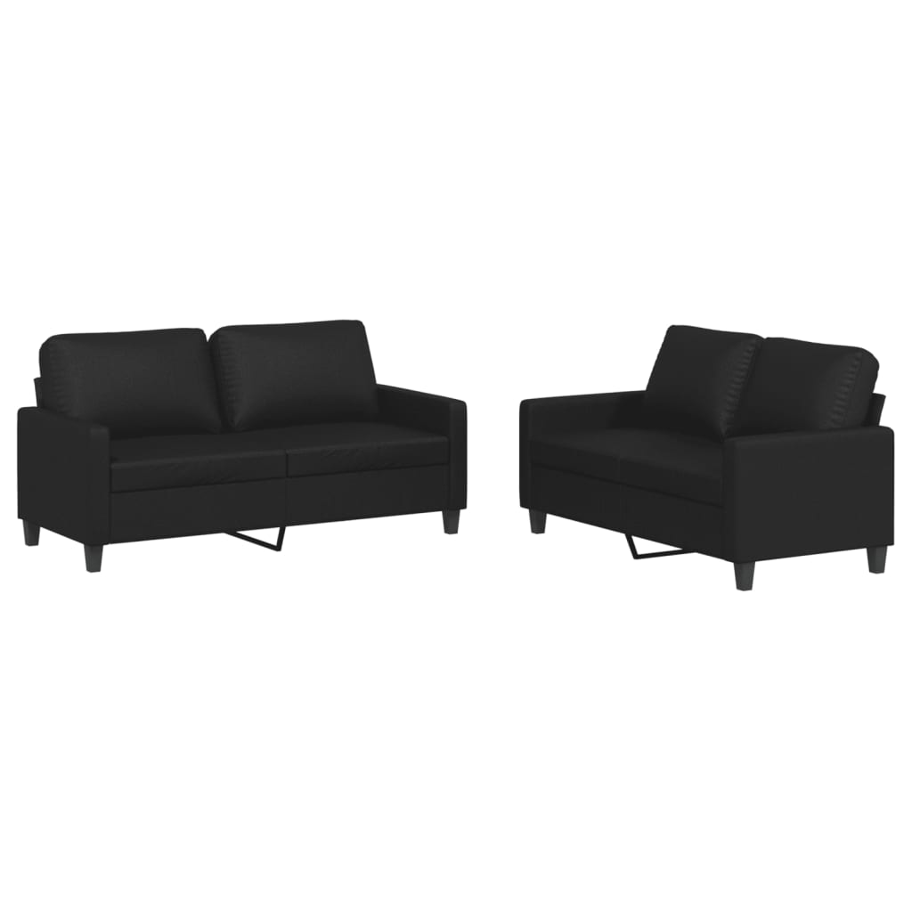Ensemble de canapés 2 pcs avec coussins Noir Similicuir - XIOS