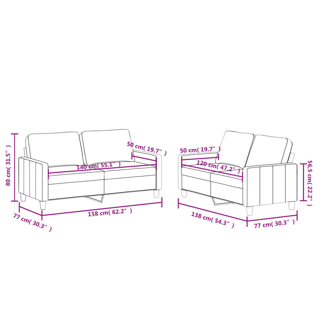Ensemble de canapés 2 pcs avec coussins Gris Similicuir - XIOS
