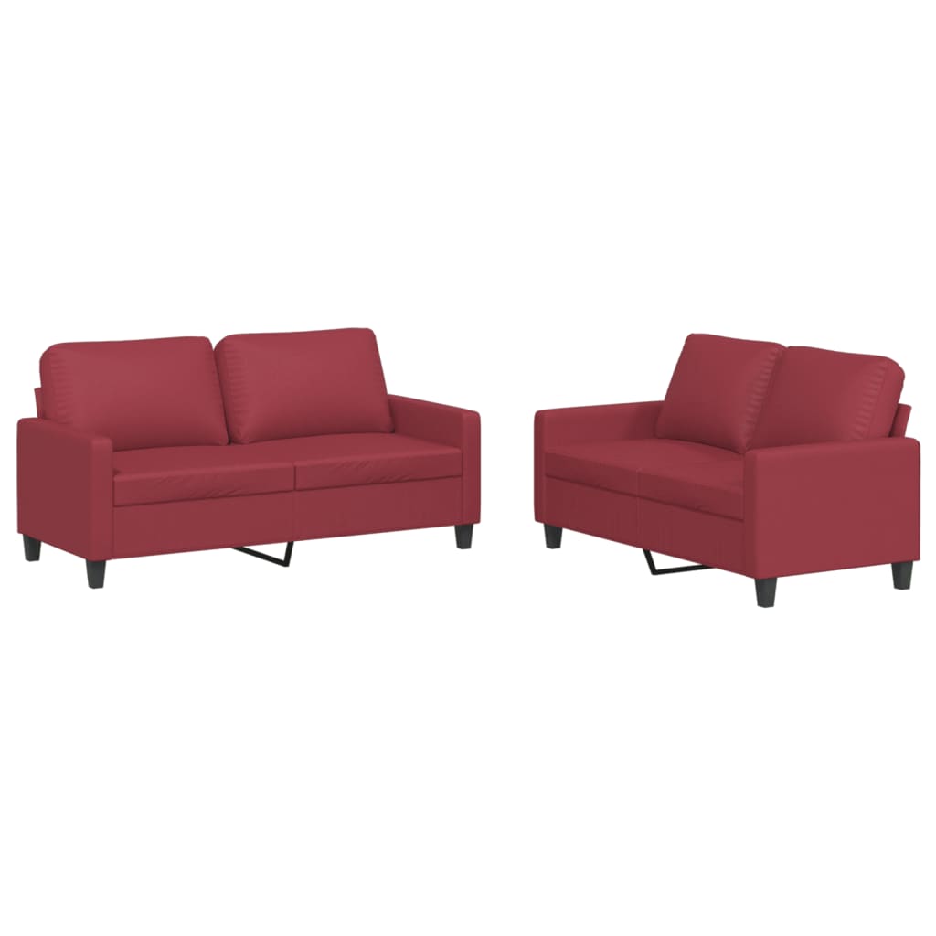 Ensemble de canapés 2 pcs et coussins Rouge bordeaux Similicuir - XIOS