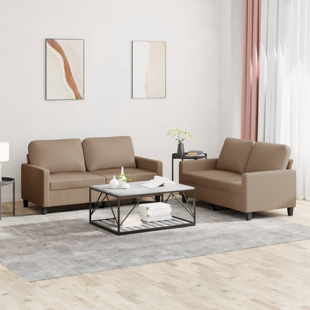 Ensemble de canapés 2 pcs avec coussins Cappuccino Similicuir - XIOS