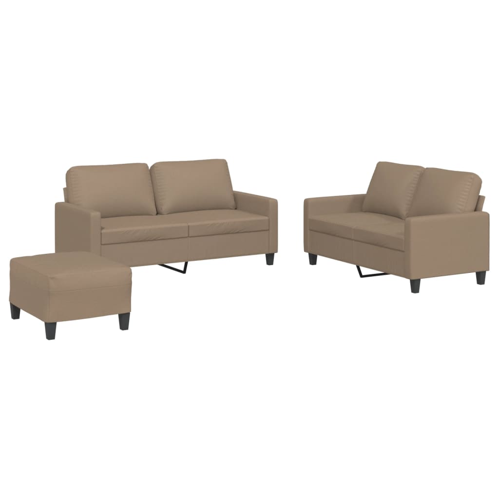 Ensemble de canapés 3 pcs avec coussins Cappuccino Similicuir - XIOS