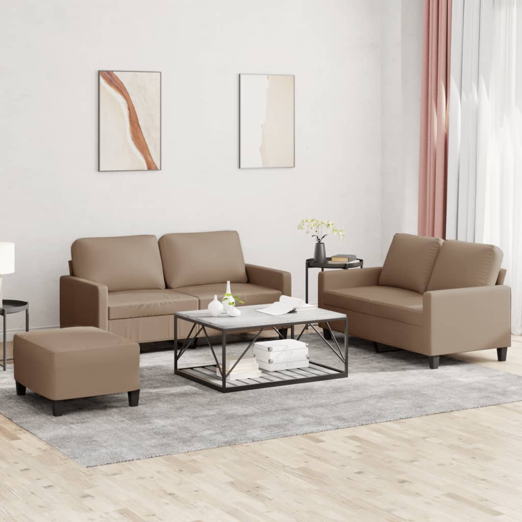 Ensemble de canapés 3 pcs avec coussins Cappuccino Similicuir - XIOS