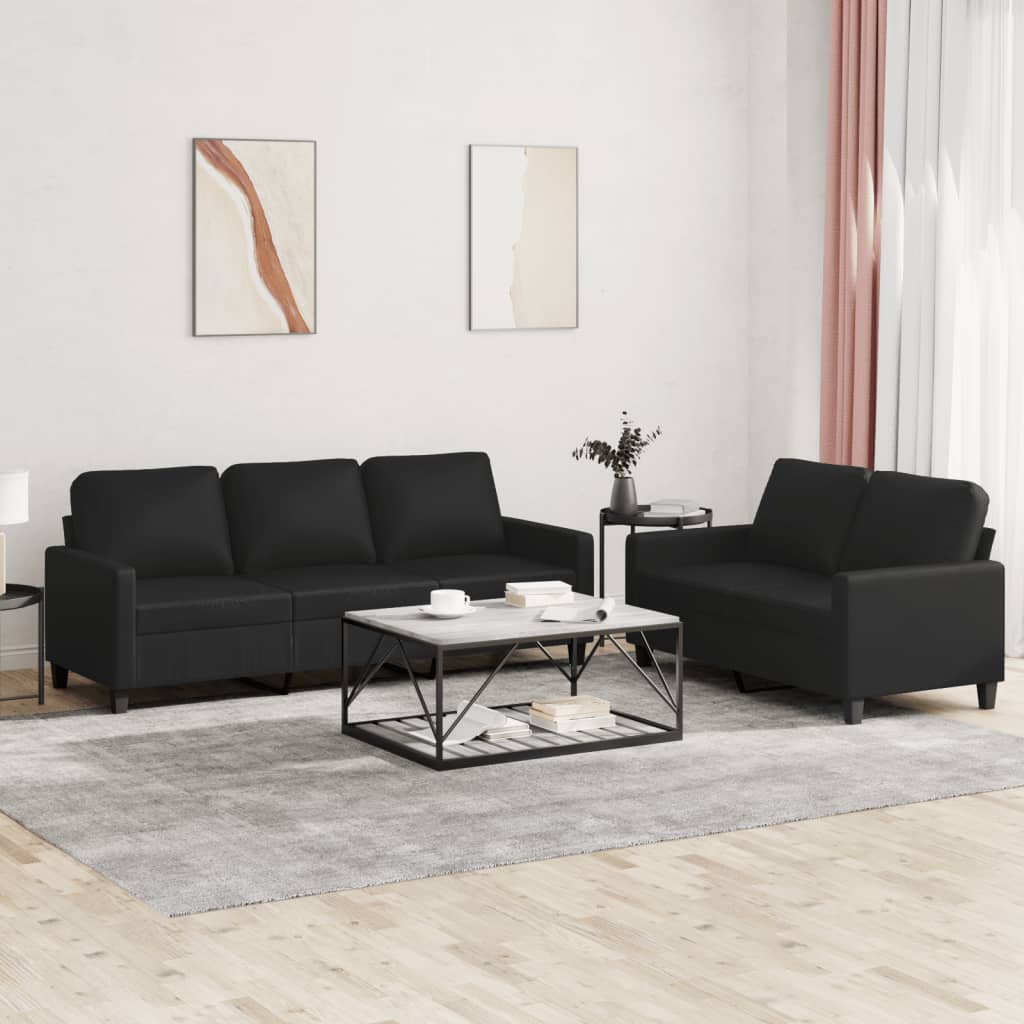 Ensemble de canapés 2 pcs avec coussins Noir Similicuir - XIOS