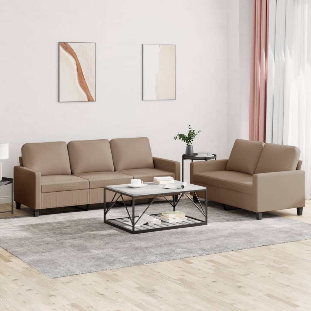Ensemble de canapés 2 pcs avec coussins Cappuccino Similicuir - XIOS
